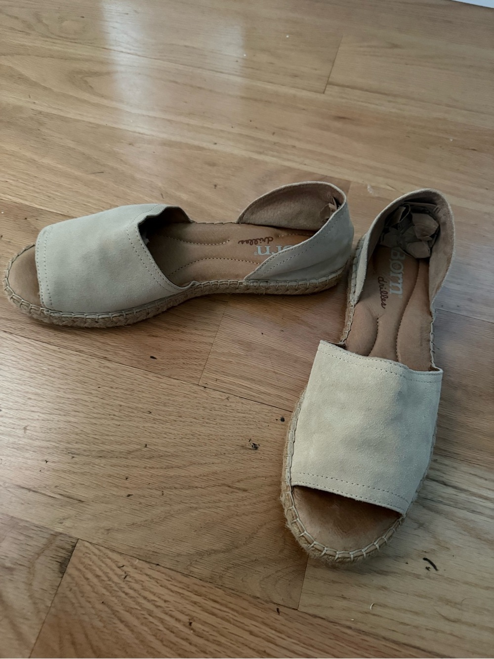 Born Women’s Suede upper Cream Espadrille Slide Sandals